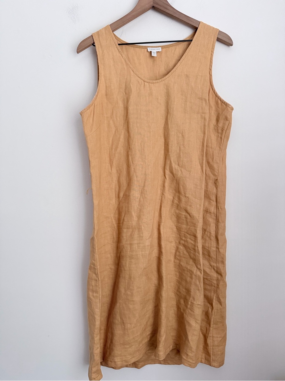 Garnett Hill Linen Midi Dress Yellow Marigold Column Sleeveless 6